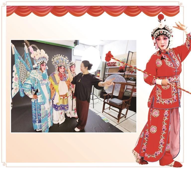 近日,电视剧《主角》热播,追剧之余,不少市民热衷于穿戏服、上戏妆,扮成《主角》中的经典戏曲角色。上图为5月27日,在西安秦风影社工作室,戏曲妆造师辛红侠指导戏迷摆造型。右图为戏迷装扮的戏曲人物杨排风。阮班慧 摄 近日,电视剧《主角》热播,追剧之余,不少市民热衷于穿戏服、上戏妆,扮成《主角》中的经典戏曲角色。上图为5月27日,在西安秦风影社工作室,戏曲妆造师辛红侠指导戏迷摆造型。右图为戏迷装扮的戏曲人物杨排风。阮班慧 摄